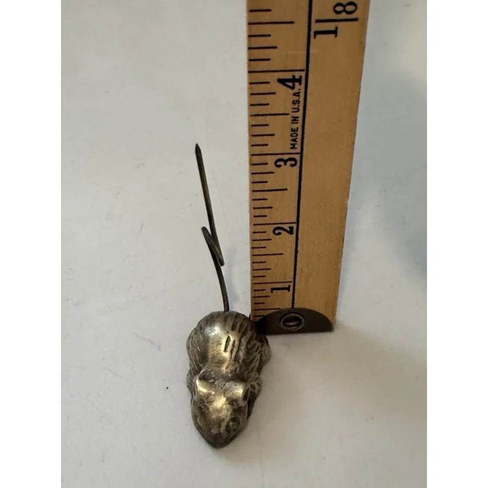 VTG MidCentury Modern Mice Solid Brass Paperweight Message Ring Receipt Holder
